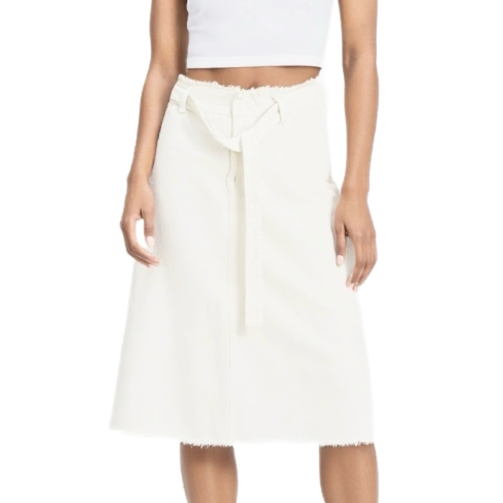 GAP Belted A-Line Denim Skirt in White Size 25